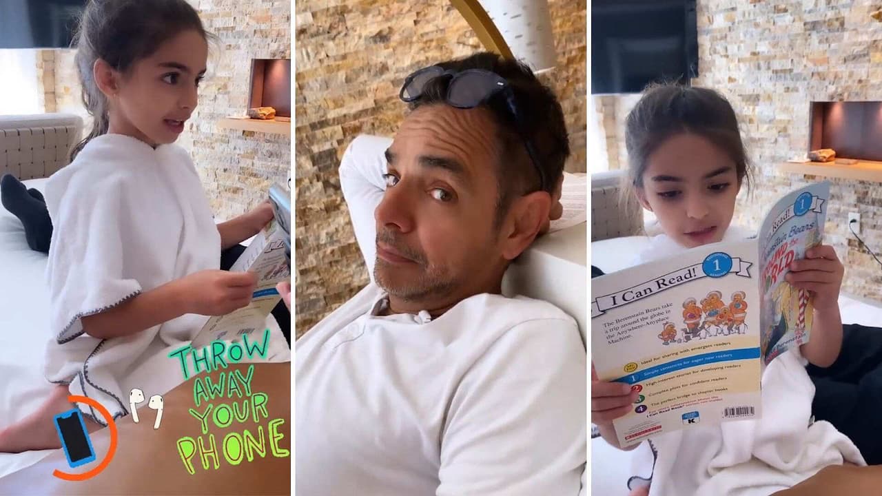 Aitana Derbez regaña a su papá por no ponerle atención mientras le lee un cuento en inglés
