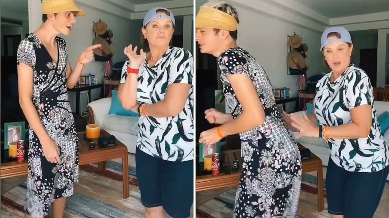 Erika Buenfil y su hijo se intercambian de ropa y hacen divertida parodia de una canción de reggaetón