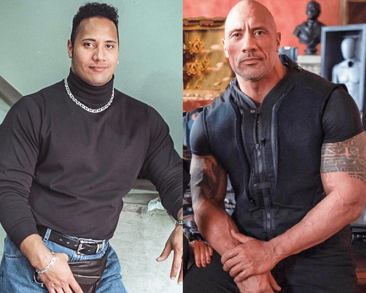 A quien no estamos acostumbrados a ver con cabello es a Dwayne “The Rock” Johnson. Cuando lo nombramos inmediatamente se nos viene a la mente sus papeles en películas y su característica de que no tiene un solo cabello en la cabeza. Antes tenía un look afro, pero eso ya es cosa del pasado.