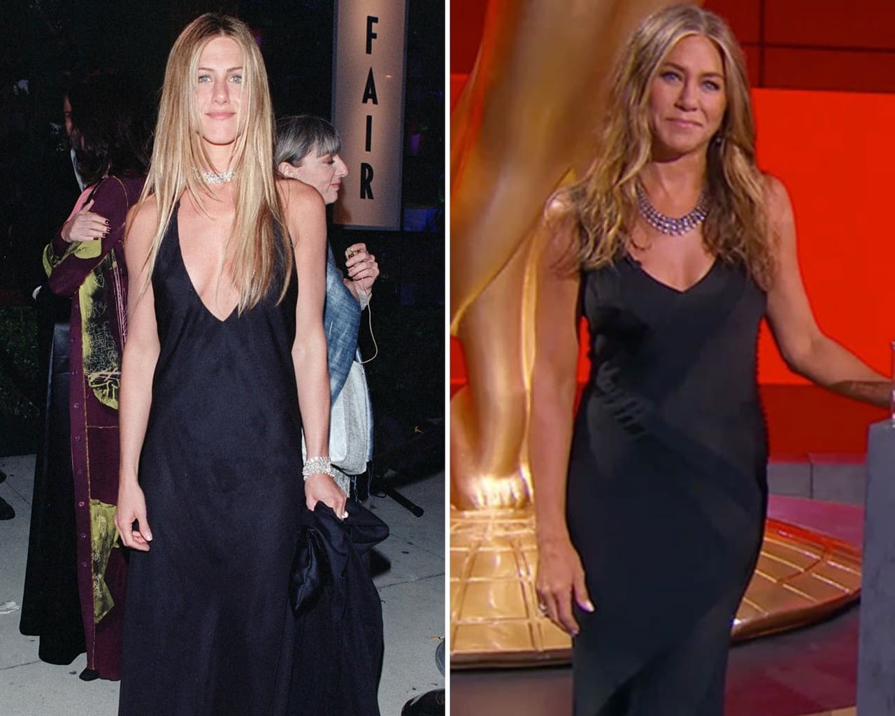 Luego de la reciente entrega virtual de los Emmy 2020, el vestido negro de 
<b>Jennifer Aniston</b> se volvió viral en Twitter, todo esto luego de que fans descubrieran que la actriz recicló uno de sus looks más sexis.
