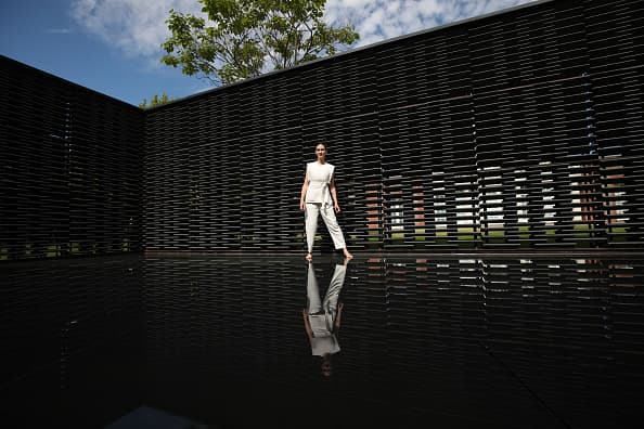 Artist Frida Escobedo in the Serpentine Pavilion 2018, which she designed, at the Serpentine Gallery, London. (Photo by Yui Mok/PA Images via Getty Images)