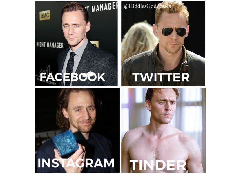 Usuarios en Twitter dejaron volar su imaginación y crearon sus propias versiones del challenge con sus artistas favoritos. Tom Hiddleston ya tiene su combo de perfiles.