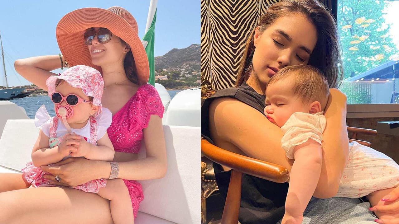 Sin perder el estilo, la hija de Sharon Fonseca estaba muy sorprendida por su primer viaje en yate