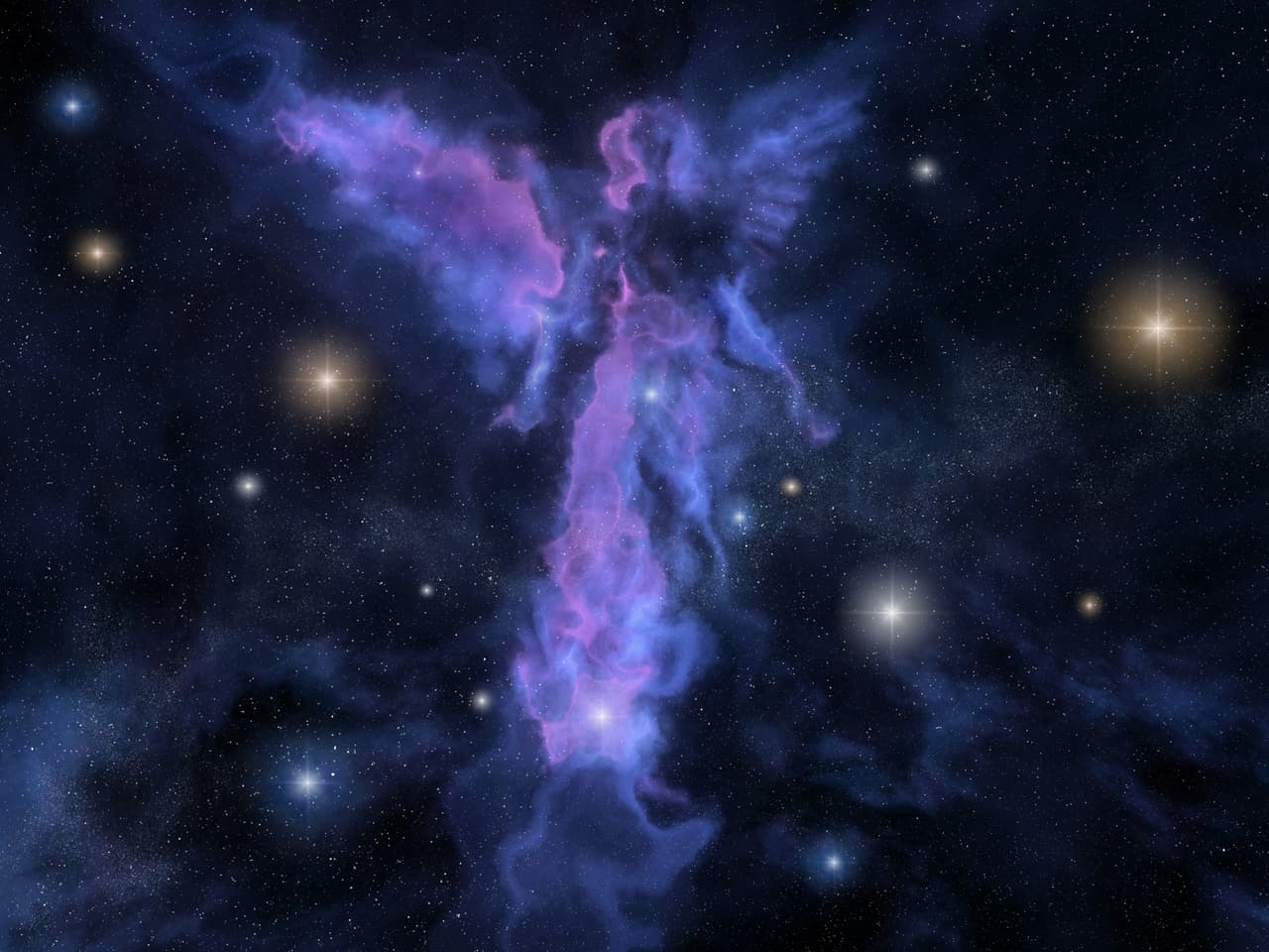 Cosmic nebula with a shape of an angel