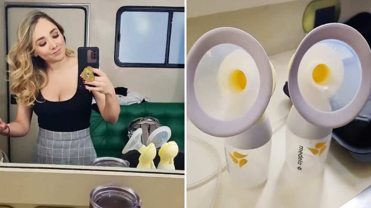 Desde su camerino, Sherlyn muestra la parte no glamurosa de su trabajo; extraerse leche para alimentar a André