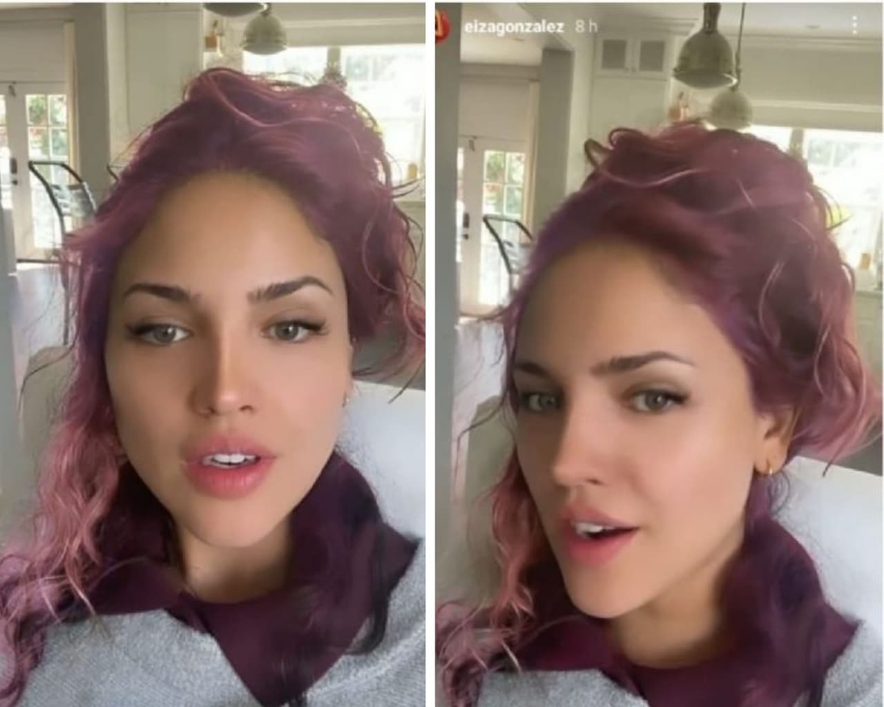 Con ayuda de filtros de Instagram, Eiza González disfrutó la fantasía de presumir una increíble melena color rosa. A través de sus historias, la actriz de "Baby Driver" aseguró que su nueva imagen era "salvaje" pues dicho efecto le llegó a camabiar no solo su color natural de cabello, marrón, sino también el tono de sus ojos, convirtíendolos grises. 
<br>