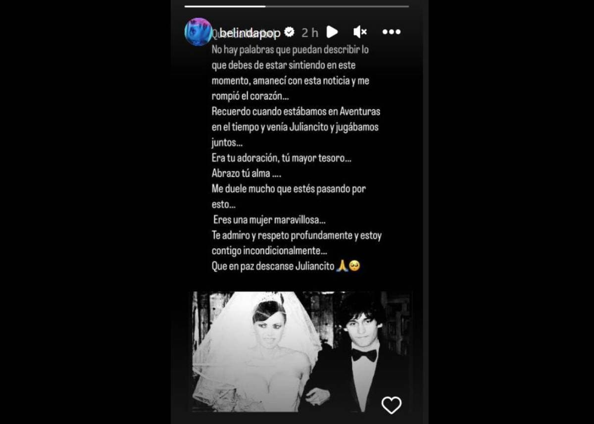 Belinda lamenta la muerte de Julián Figueroa, el hijo de Maribel Guardia y Joan Sebastian