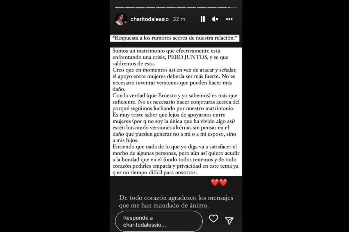 Esposa de Ernesto D’Alessio confirma que enfrentan una crisis en su relación