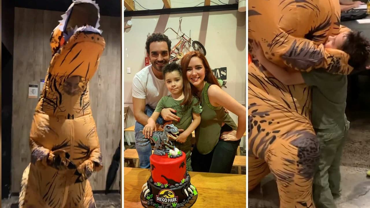 ¡Paparaptor! Marcus Ornellas se disfraza de T-Rex para sorprender a su hijo en su cumpleaños