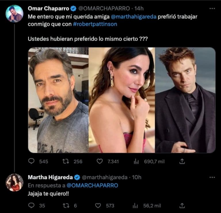 Omar Chaparro escribió un gracioso tuit a Martha Higareda