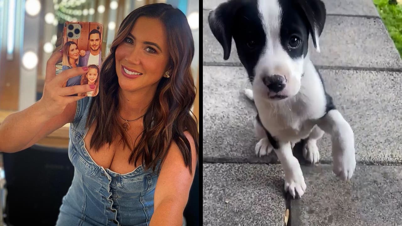 Mariazel muestra el nuevo truco que aprendió su perrito Panda