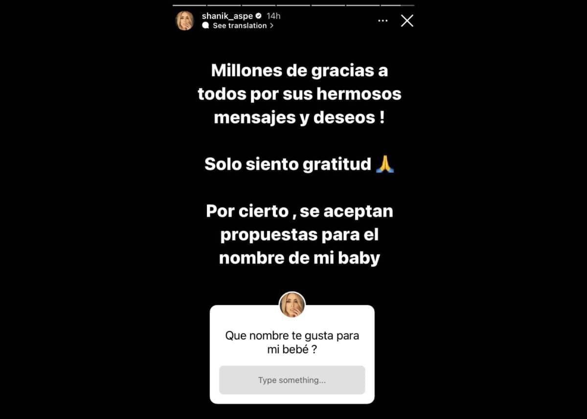 Shanik Aspe anuncia que el bebé que espera es un niño