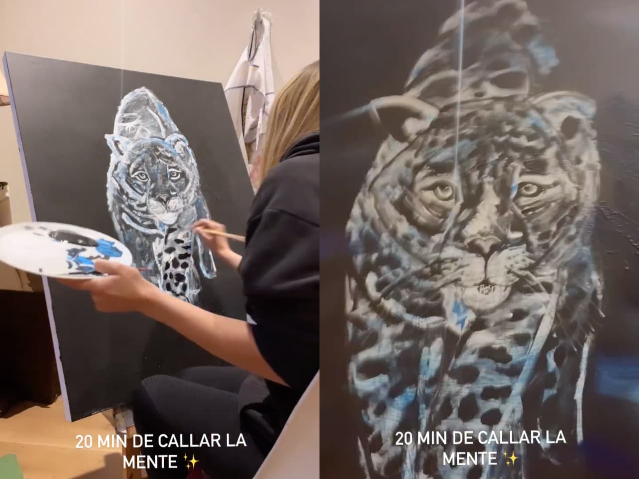 La actriz pintó un tigre en muy poco tiempo.