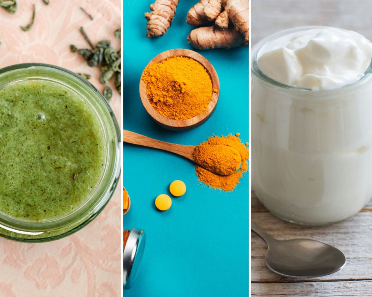 Halle Berry mantiene su piel radiante con la siguiente receta de ingredientes: 
<br>
<br>· 2 Cucharadas de té verde 
<br>· Una pizca de cúrcuma 
<br>· ½ Cucharada de jugo de limón 
<br>· ¼ Taza de yogurt natural