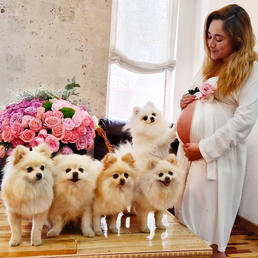 “¿Día de perros? para nada, día de amor, de respirar profundo y valorar todas las bendiciones ocultas que esta pandemia nos está regalando. Mientras se acerca la fecha para ver los ojitos de mi amado príncipe solo puedo decir GRACIAS, GRACIAS, GRACIAS”, dijo la actriz durante la semana 33 de embarazo.