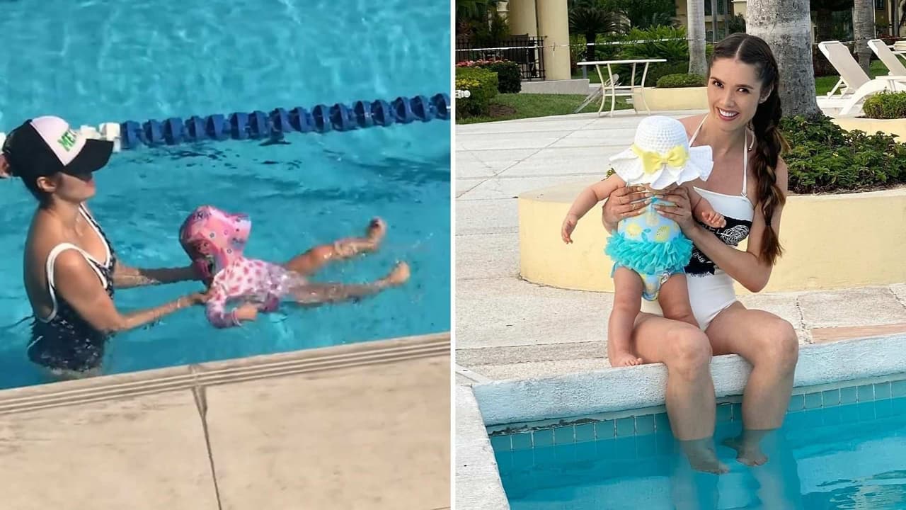 Marlene Favela le enseña a nadar a su hija Bella y muestra lo tierna que se ve