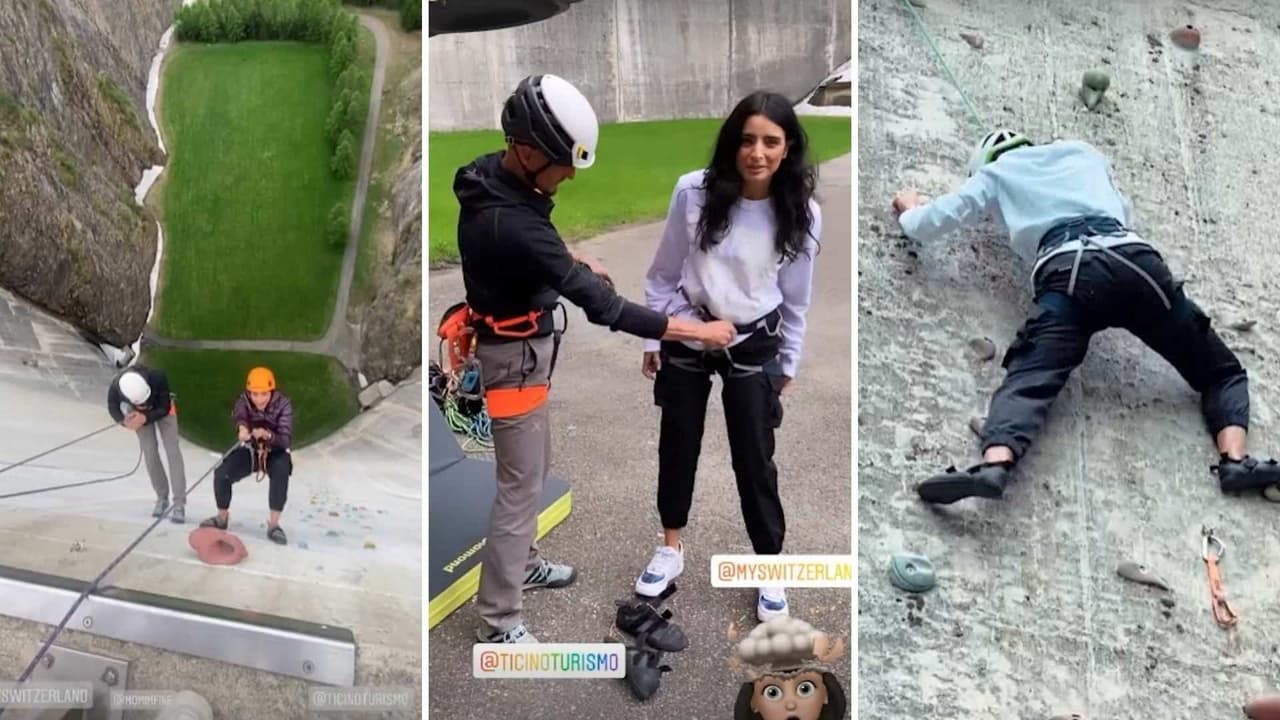 Aislinn Derbez saca su lado más extremo y escala un muro de más de 100 metros de altura