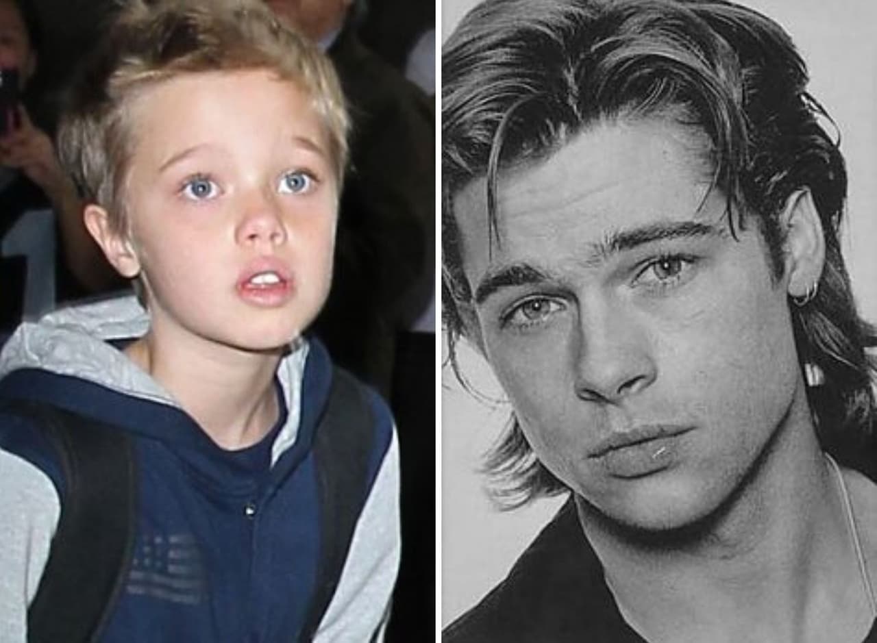 Definitivamente Shiloh Jolie Pitt es el clon de su papá Brad Pitt. Sus estructuras faciales son muy similares, pues ambos tienen su quijada muy marcada, además de tener una mirada muy parecida.
<br>