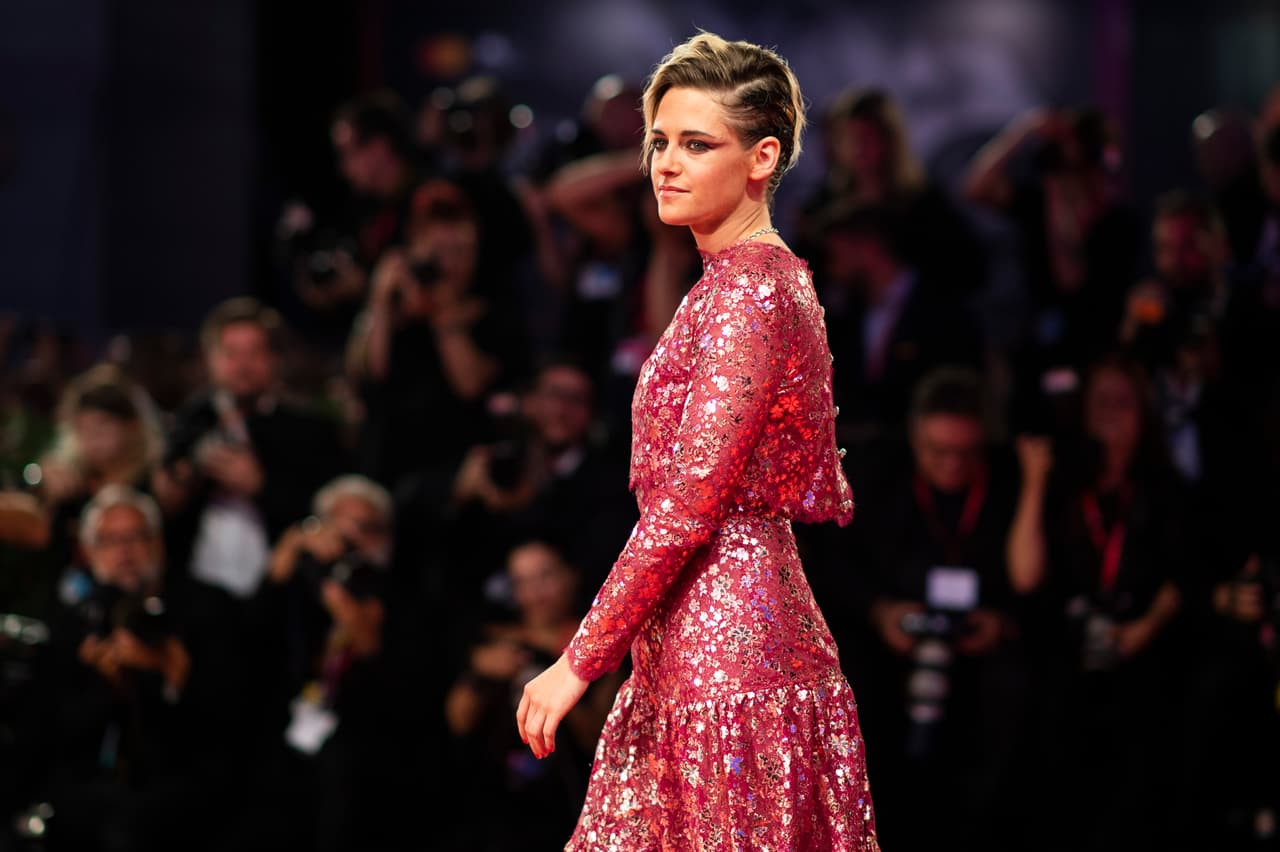 Actress Kristen Stewart poses for photographers upon arrival at the premiere of the film 'Seberg' at the 76th edition of the Venice Film Festival, Venice, Italy, Friday, Aug. 30, 2019. (Photo by Arthur Mola/Invision/AP)