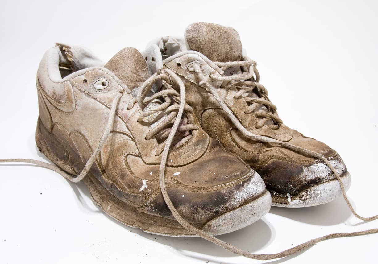 Worn out pair of sneakers