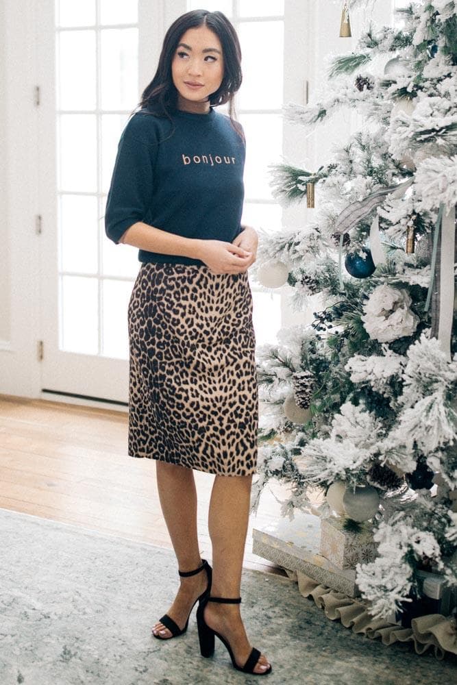 Falda con estampado animal print. Marca: Bohme.