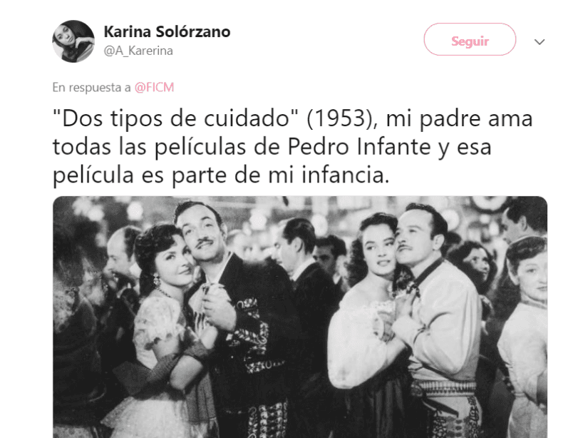 Dos tipos de cuidado (1952) dirigida por Ismael Rodríguez y protagonizada por Pedro Infante y Jorge Negrete como dos mujeriegos empedernidos que entran en disputa cuando uno se enamora de la hermana del otro.