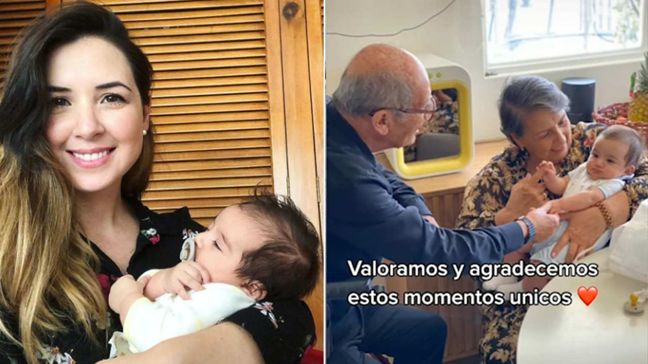 Tras dar a luz en medio de la pandemia, Fátima Torre presenta al pequeño Diego a sus abuelos