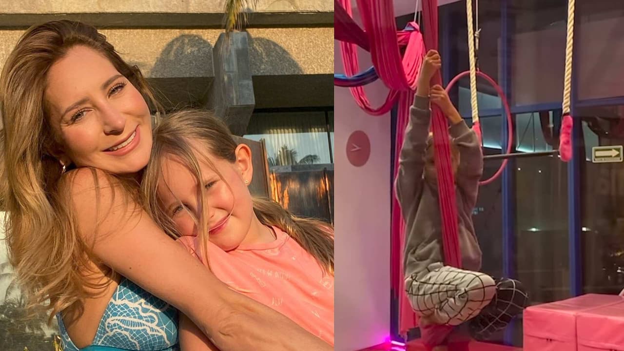 Geraldine Bazán presume a su hija en clases de danza aérea