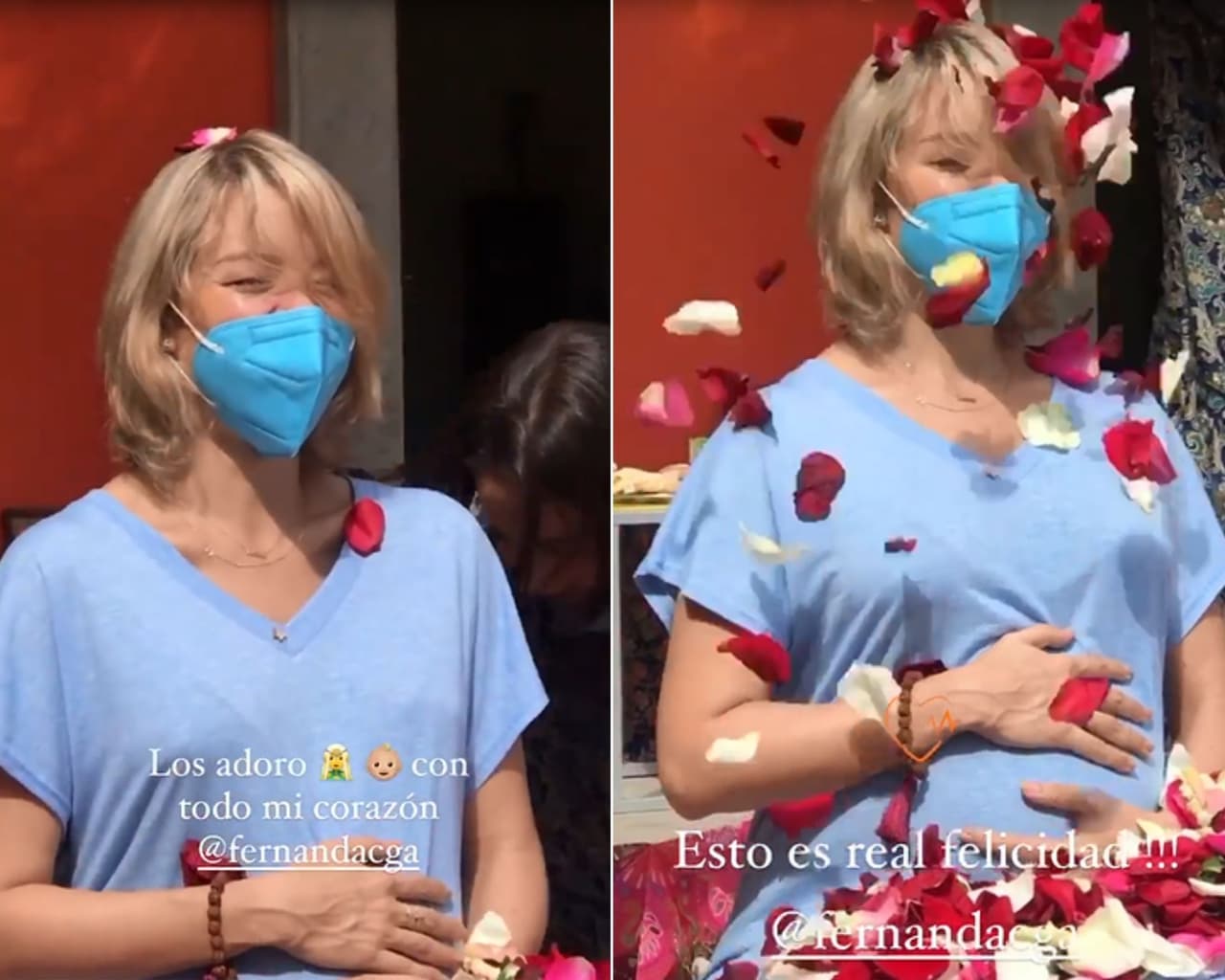 Entre lágrimas, la actriz de telenovelas recibió un emotivo baño de pétalos y fue abrazada por sus grandes amigas a las cuales les dedicó un emotivo texto de agradecimiento.