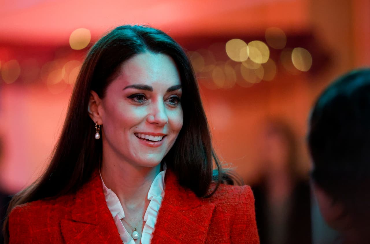 COPENHAGEN, DENMARK - FEBRUARY 22: Catherine, Duchess of Cambridge reacts during a visit to the LEGO Foundation PlayLab on February 22, 2022 in Copenhagen, Denmark. The Duchess of Cambridge visits Copenhagen between 22nd and 23rd February on a working visit with The Royal Foundation Centre for Early Childhood. (Photo by John Sibley - WPA Pool/Getty Images)