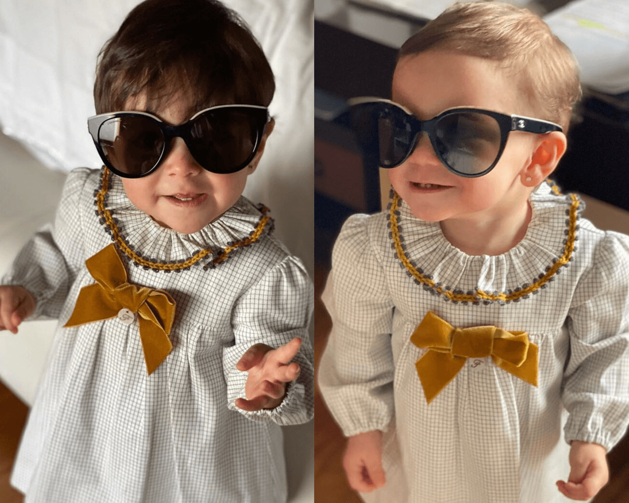 Paula y Emilia muy coquetas usando unos lentes oscuros. Los comentarios de los fanáticos no se hicieron esperar y todos halagaron a las dos pequeñas.