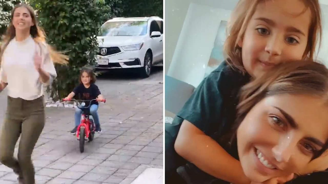 Michelle Renaud presume orgullosa un logro más de su hijo; ya sabe andar en bicicleta y ¡sin rueditas!