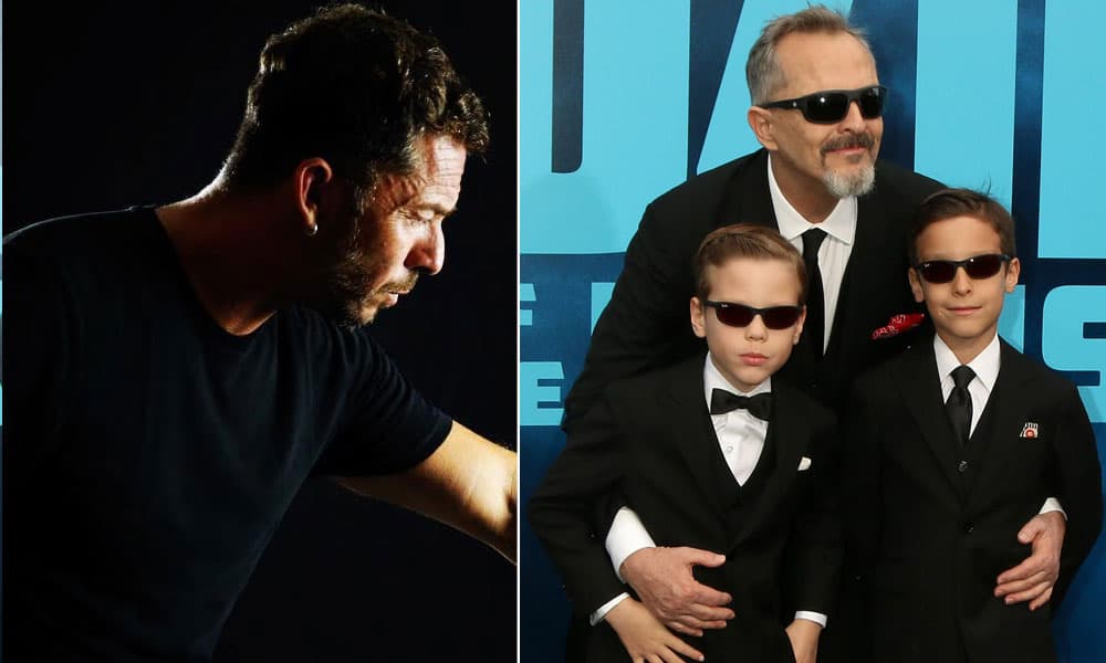 Miguel Bosé con sus hijos Tadeo y Diego y Nacho Palau
