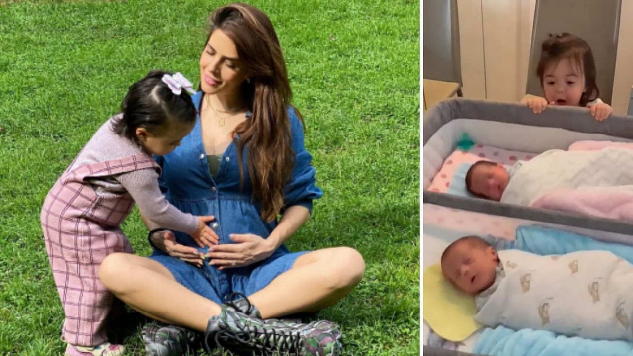 Hija de Claudia Álvarez ayuda a arrullar a sus hermanitos mellizos