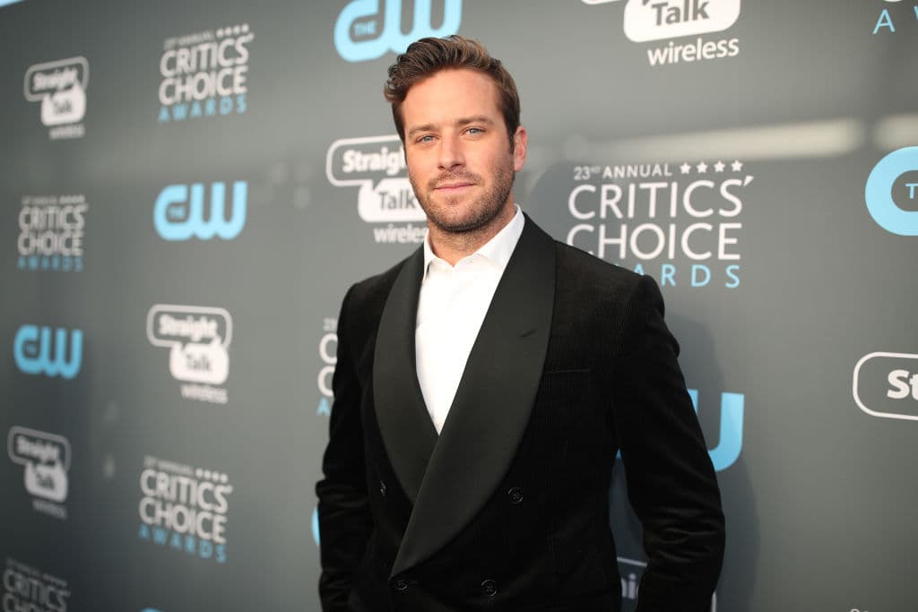 SANTA MONICA, CA - JANUARY 11: Actor Armie Hammer attends The 23rd Annual Critics' Choice Awards at Barker Hangar on January 11, 2018 in Santa Monica, California. (Photo by Christopher Polk/Getty Images for The Critics' Choice Awards )