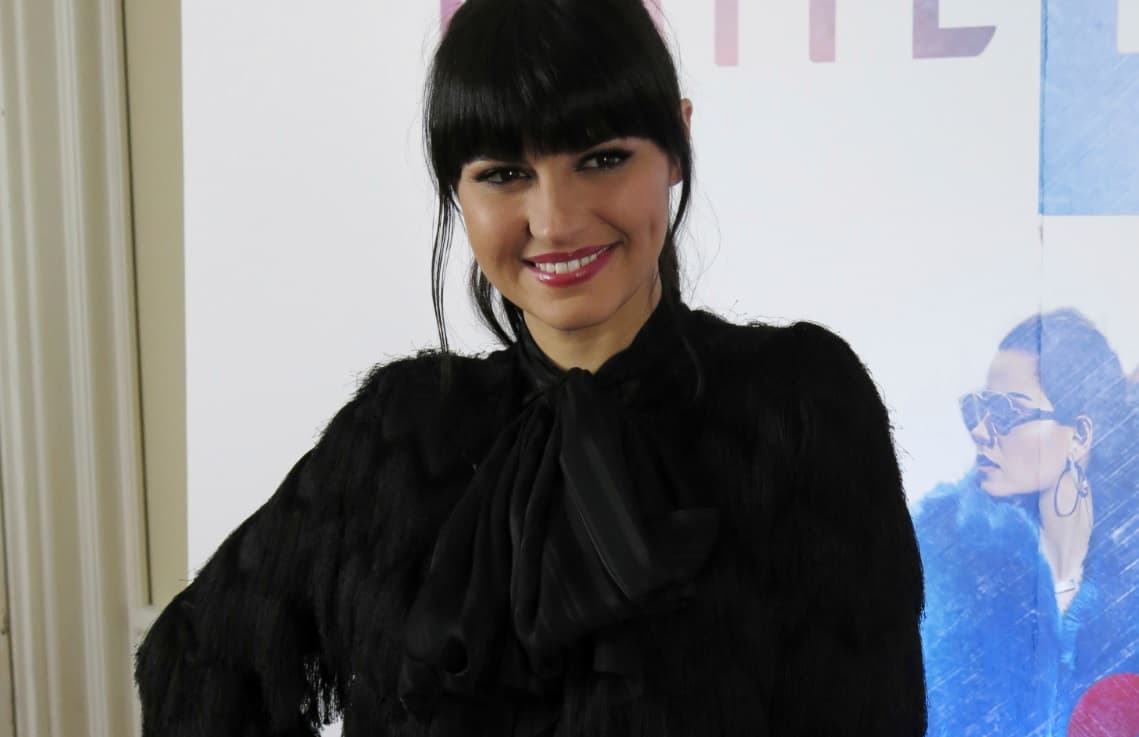 Maite Perroni durante una conferencia de prensa de 'Loca'