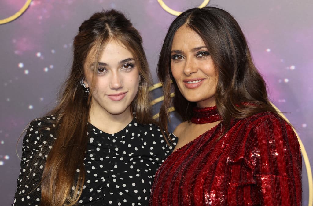 LONDON, ENGLAND - OCTOBER 27: Salma Hayek (R) with her daughter Valentina Paloma Pinault attend the "Eternals" UK Premiere at the BFI IMAX Waterloo on October 27, 2021 in London, England. (Photo by Tim P. Whitby/Getty Images)