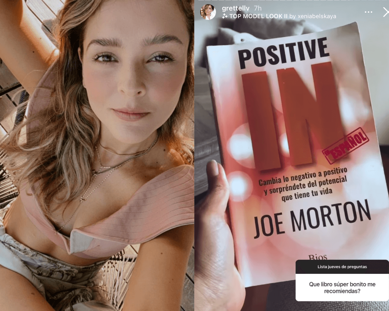 <b>Grettell Valdez</b> hizo una dinámica de preguntas y respuestas con sus fans, y cuando uno de ellos le preguntó sobre un libro que recomiende, ella respondió con la portada de 'Positive In', el cual habla sobre cómo lograr reconocer lo positivo de la vida y aprender a valorar todo lo que te rodea.
<br>
<br>Además, ayuda a sacar el potencial que no sabías que tenías.
