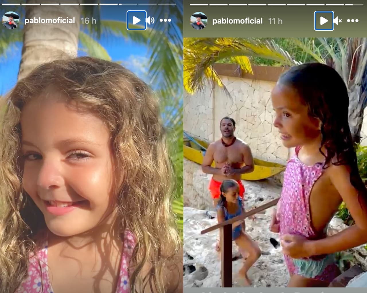 Pablo Montero disfruta a sus hijas en la playa