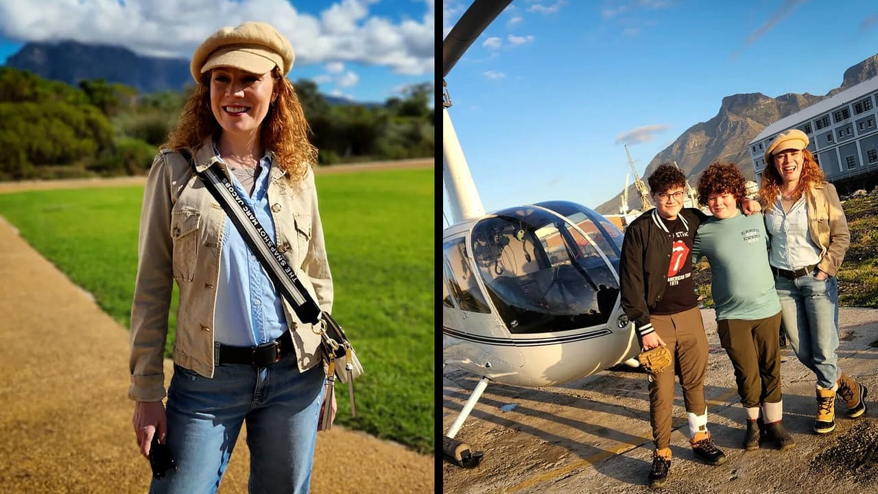 Daniela Magun y sus hijos disfrutan de paseo en helicóptero