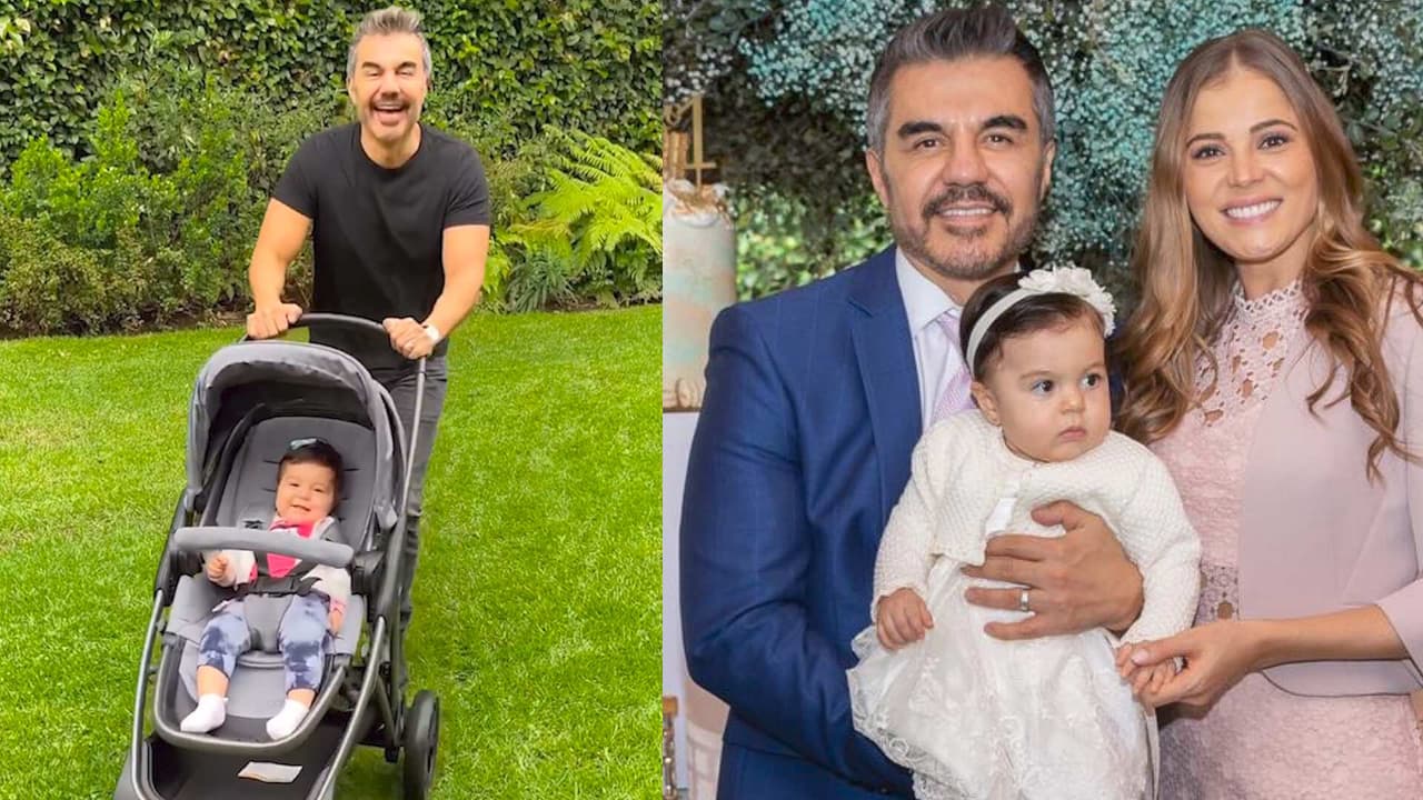 A Adrián Uribe lo sorprenden aventándose unas “carreritas” en la carriola de su bebé
