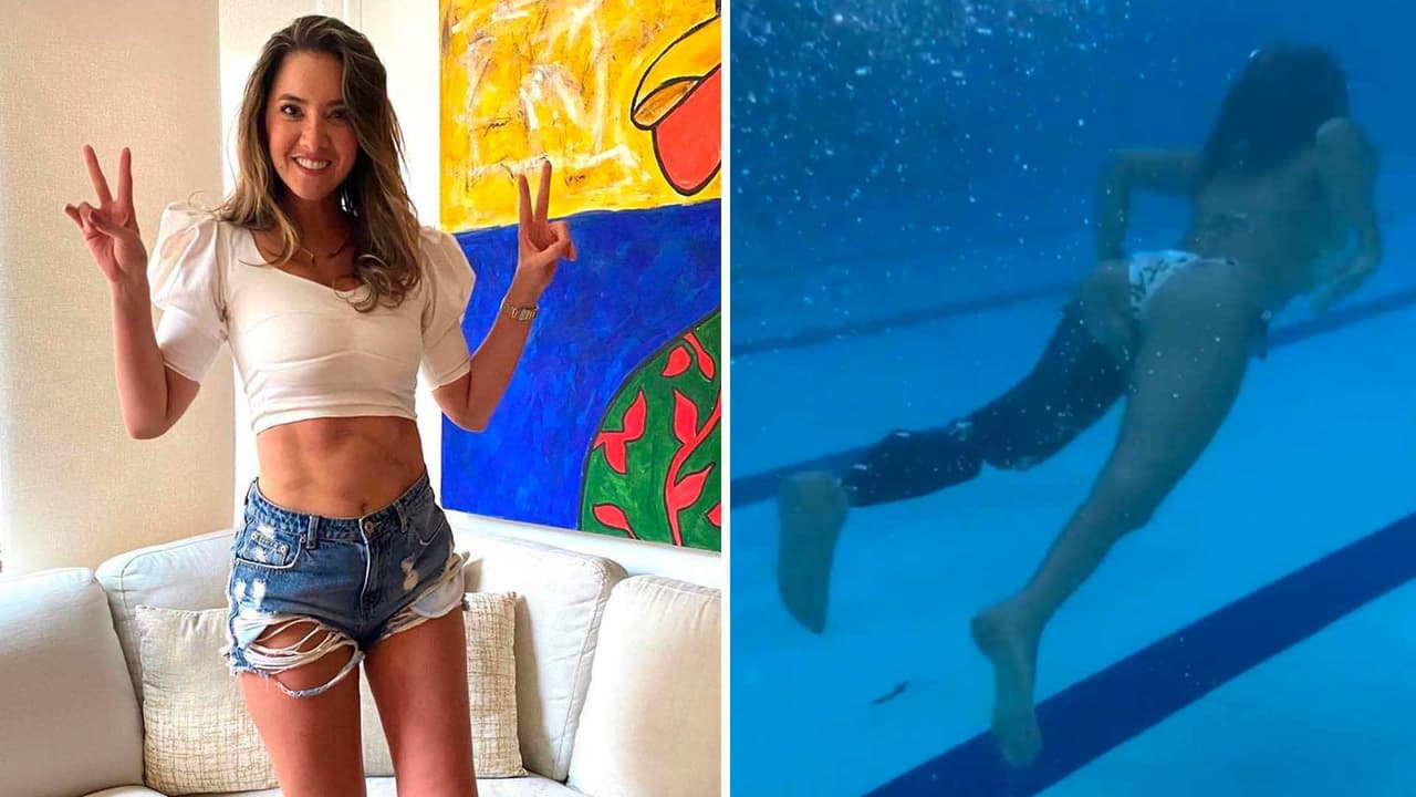 Daniella Álvarez se aventura a nadar con su nueva prótesis ¡y lo hace muy bien!