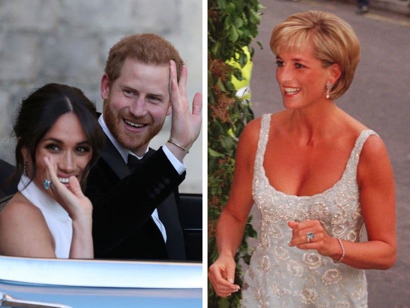 En la recepción del gran día, Meghan lució un anillo de aguamarina que le obsequió Harry, el cual también perteneció a Diana.