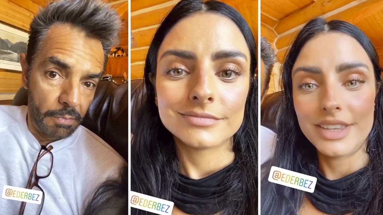 Aislinn muestra cómo se ve Eugenio Derbez con ojos verdes y ¿arrugas? (VIDEO)