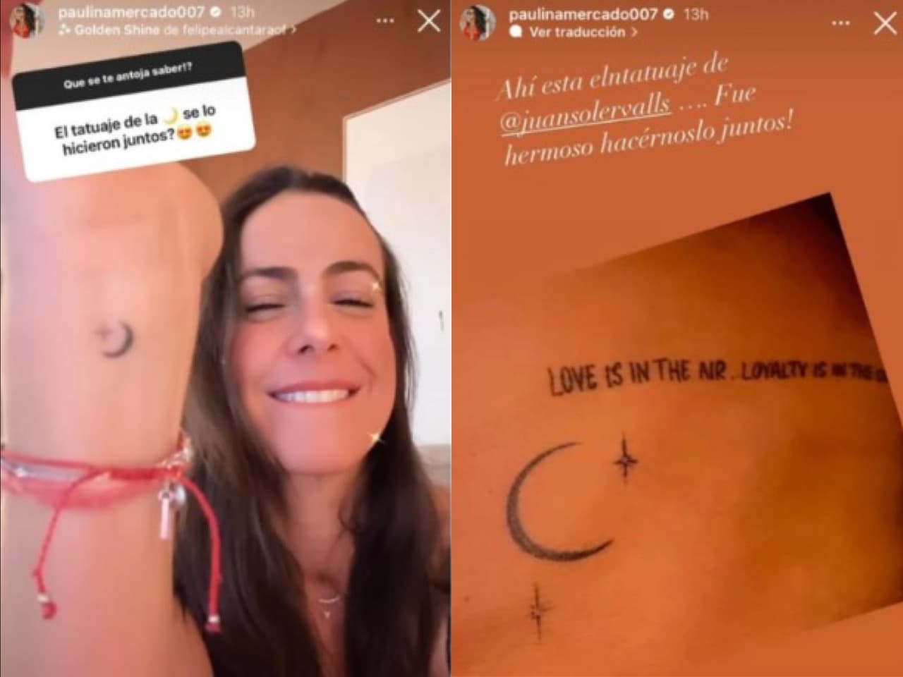 Paulina Mercado presumió los tatuajes que se hicieron Juan Soler y ella para celebrar el amor.