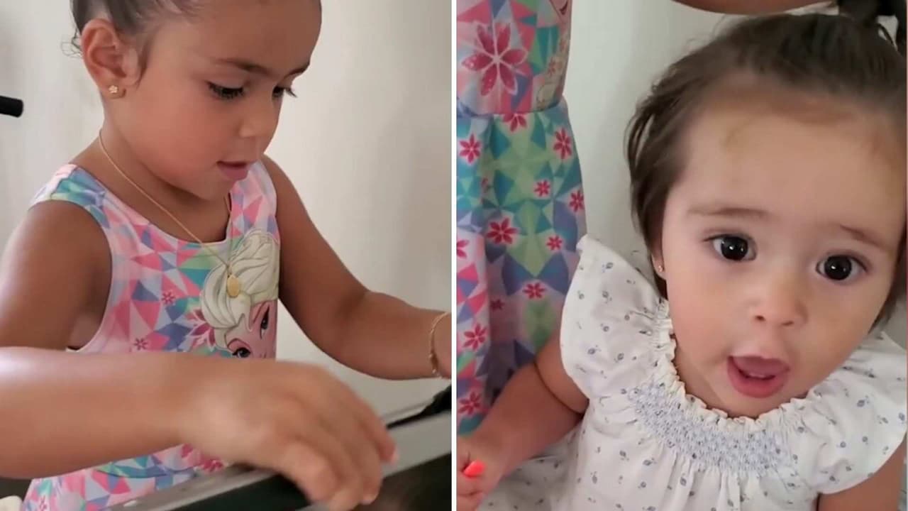 Así es como Reni, hija de Jacky Bracamontes, peina a su hermana Emi