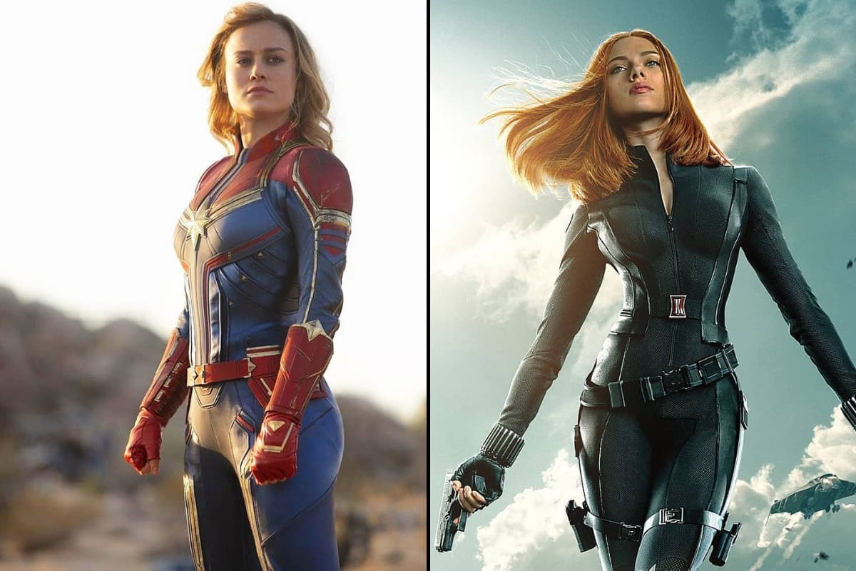 Capitana Marvel y Viuda Negra, superheroínas en el Universo Cinematográfico de Marvel.