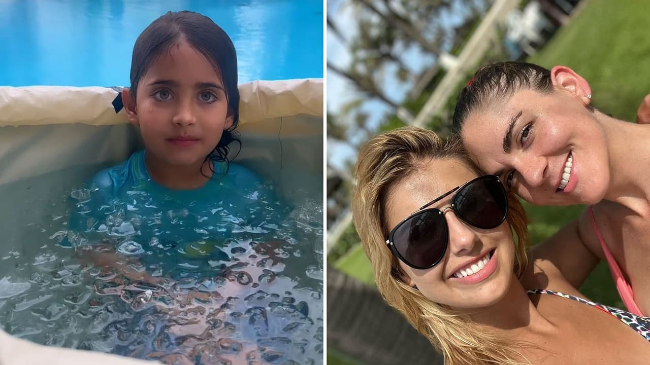 Hijo de Michelle Renaud le copia a su mamá y hace terapia de hielos