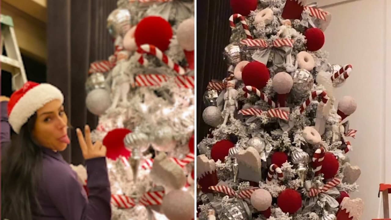 Con chocolate caliente y villancicos, Inés Gómez Mont pone el árbol de Navidad junto a sus hijos