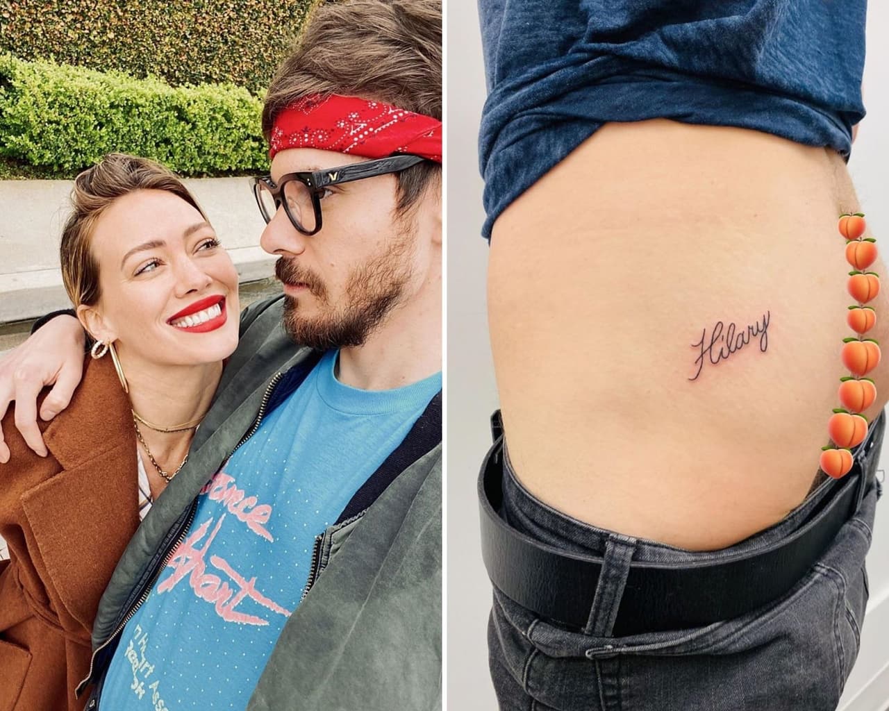 Quien siguió los pasos de los enamorados de Belinda fue nada más y nada menos que Matthew Koma, esposo de Hilary Duff, quien compartió cómo, después de "perder" una discución con la exestrella de Disney Channel, terminó con el nombre de su mujer en su 
<i>derrier</i>. 
<br>
<br>"Buena suerte tratando de ganar una pelea con tu esposa cuando llevas su nombre tatuado en el trasero", bromeó Matthew.